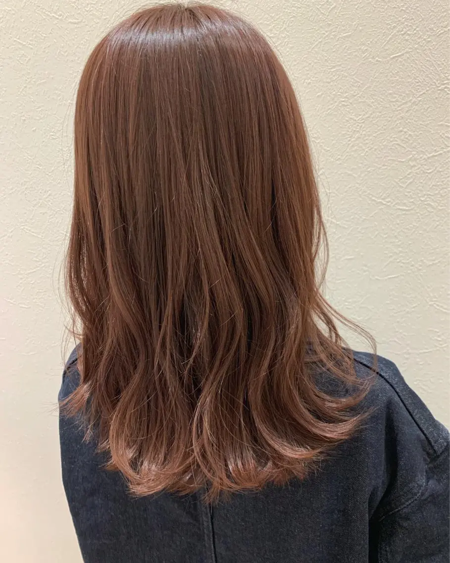 セミロング カラー ベージュカラー ピンクカラー ピンクベージュ hubhair レイヤー/透明感のヘアスタイル