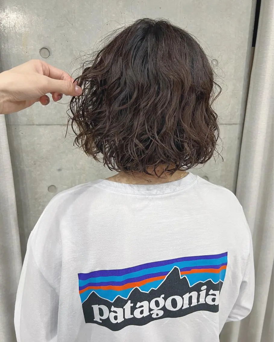 ショート パーマ カット パーマ トリートメント ボブパーマコテ巻き風 パーマNo1深江秀平のヘアスタイル