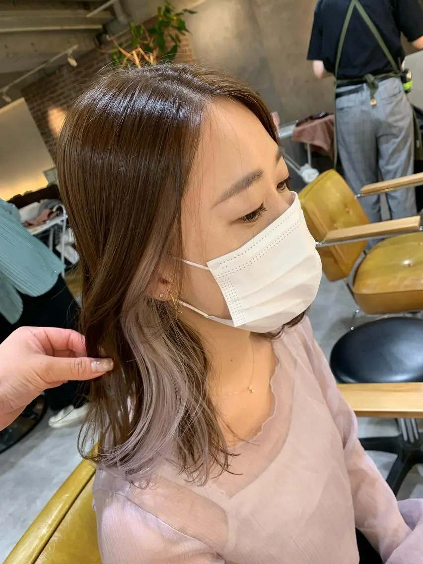 ミディアム カラー ラベンダーカラー ラベンダーグレー ヘアカラー ピンクカラー/ mana🎀のヘアスタイル