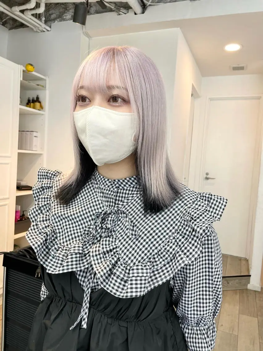 ミディアム カラー インナーカラー カット ヘアカラー トリートメント ヘアセット ハイトーン×レイヤー ／遠藤将太のヘアスタイル