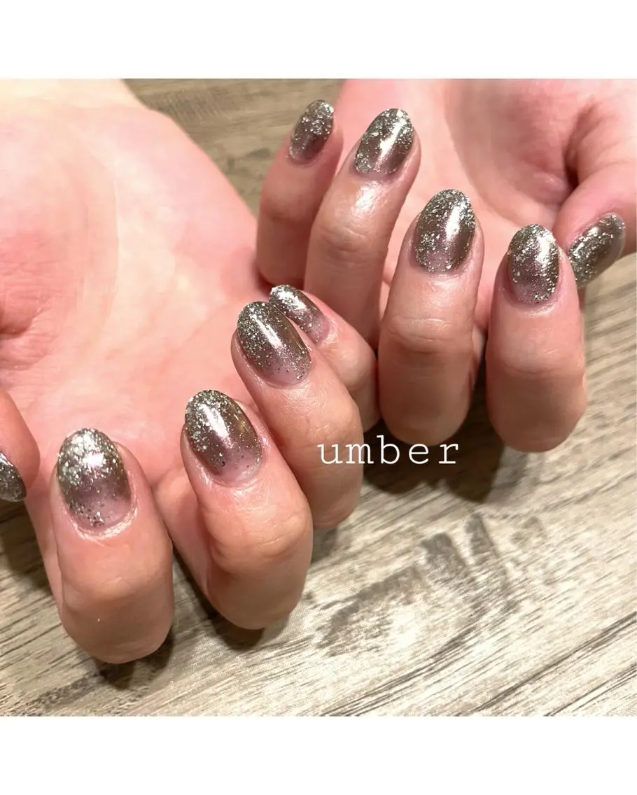 ネイル クリアネイル フットネイル フレンチネイル ラメ(グリッター) マグネットネイル ハンドネイル umber 三茶1分のネイルデザイン