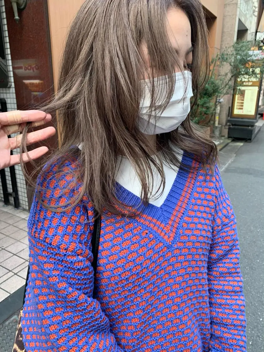 セミロング カラー ヘアアレンジ ベージュカラー 🌿ショート🌿 パーマ🌿淳平のヘアスタイル