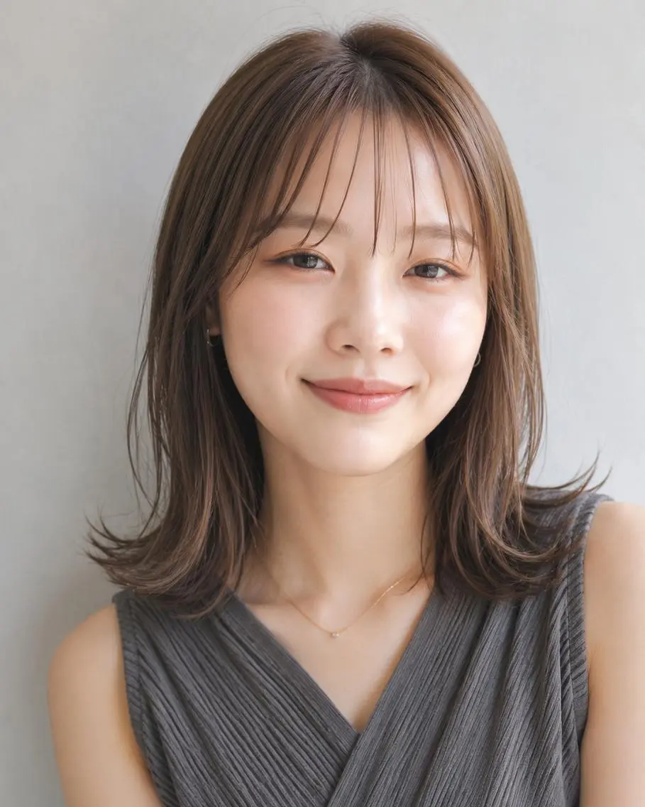 セミロング ブリーチなし透明感 カラー🌷宮部楓奈のヘアスタイル