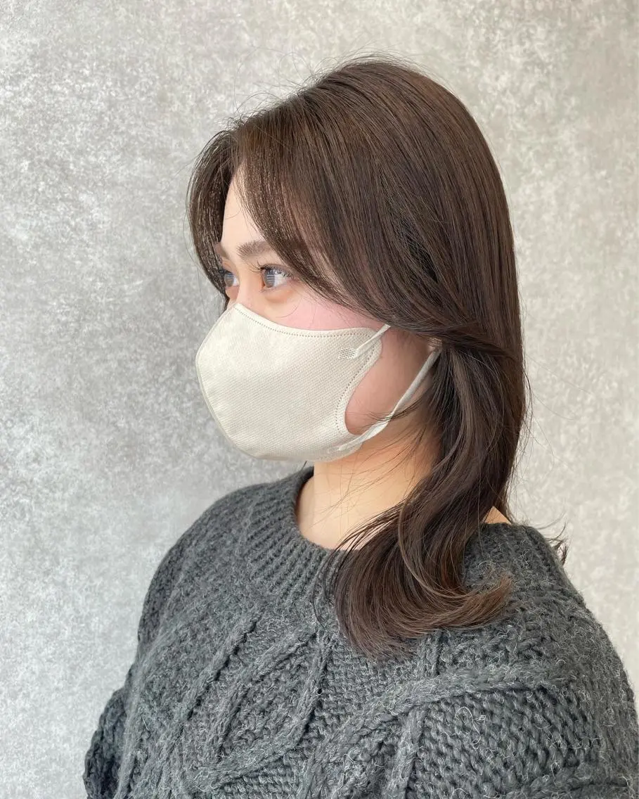 セミロング カラー アッシュ ベージュカラー ラベンダーカラー オレンジ たなか りなのヘアスタイル