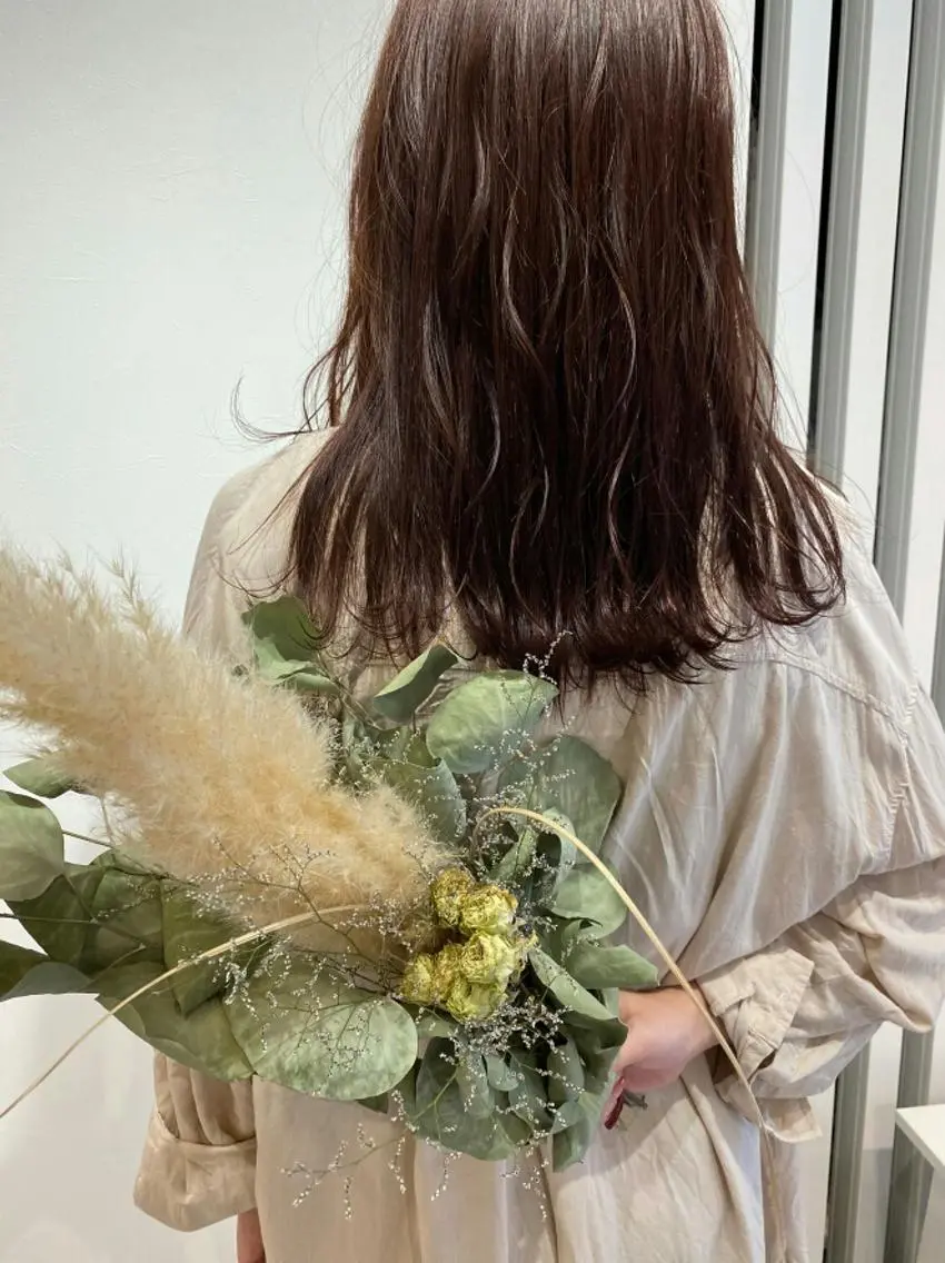 セミロング カラー ベージュカラー ピンクカラー ピンクベージュ 酸性ストレート/ブリ ーチなしWカラー河本のヘアスタイル