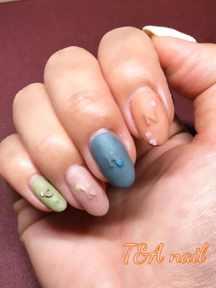 ミディアム ネイル ジェルネイル マットネイル スカルプネイル ショートネイル シンプルネイル T&A nailのネイルデザイン