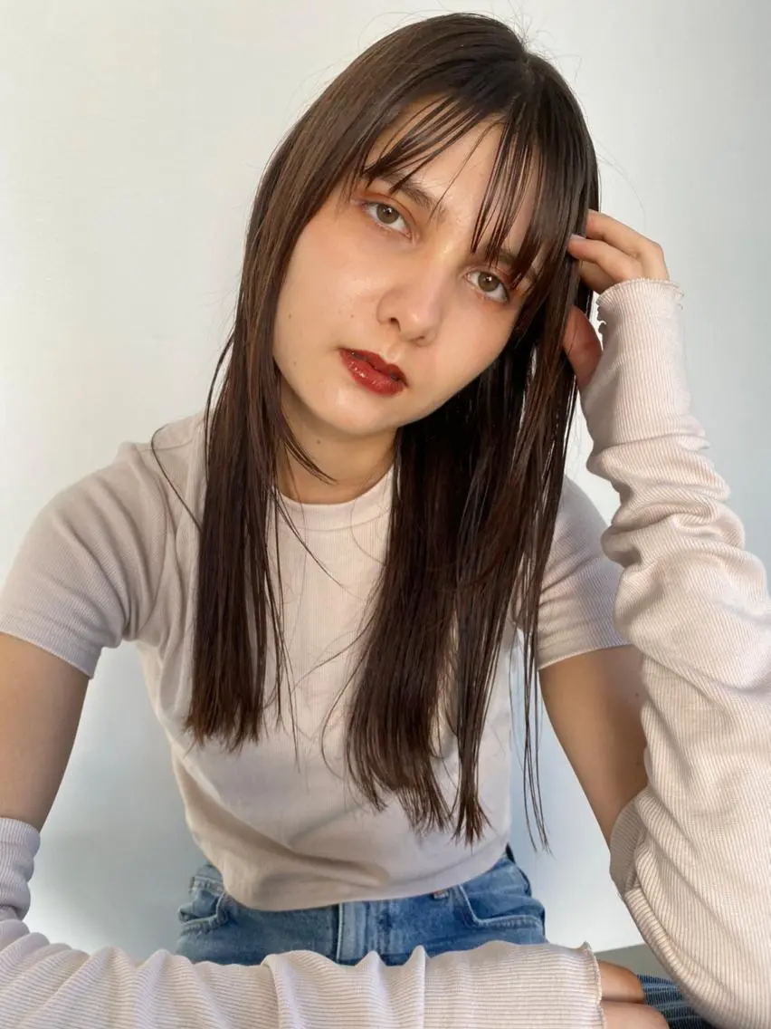 ミディアム カラー パーマ ショートボブ アディクシーカラー ブリーチ ブロンド ブルーカラー カット ヘアカラー CEINE PATHのヘアスタイル