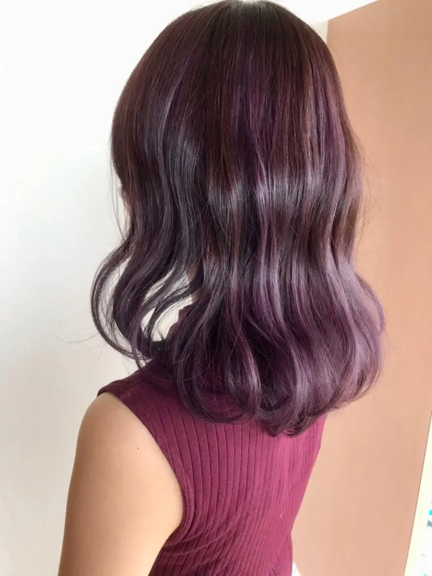 セミロング カラー グレージュ パープルカラー パープルグレージュ ヘアカラー トリートメント karen ☺︎のヘアスタイル