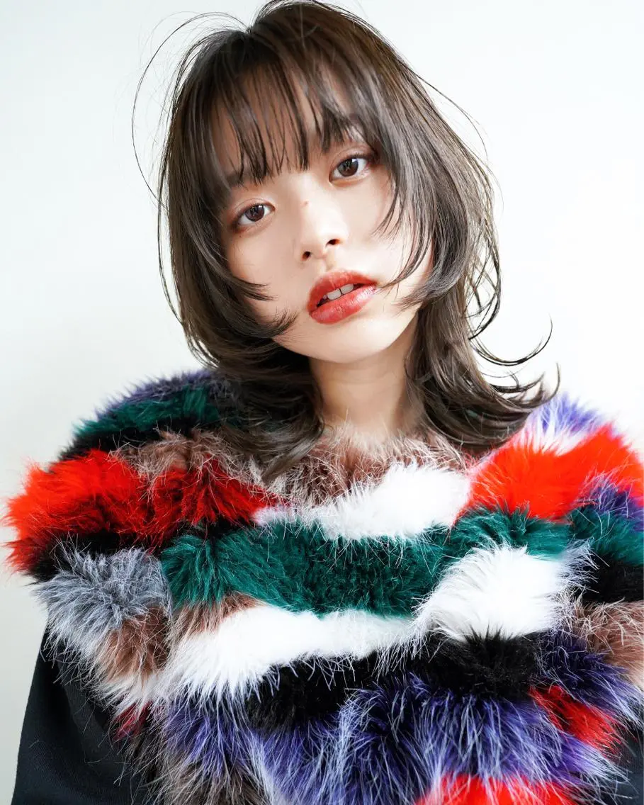 ミディアム カット トリートメント パーマ、髪質改善 菊地美月のヘアスタイル