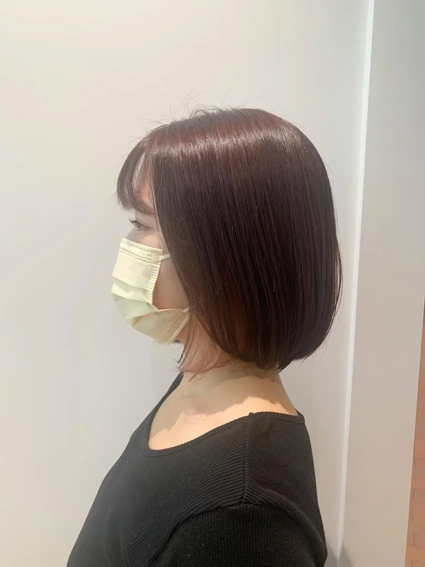 ミディアム カラー カット ヘアカラー トリートメント 透明感カラー ボブ 髪と心を整える美容師のヘアスタイル