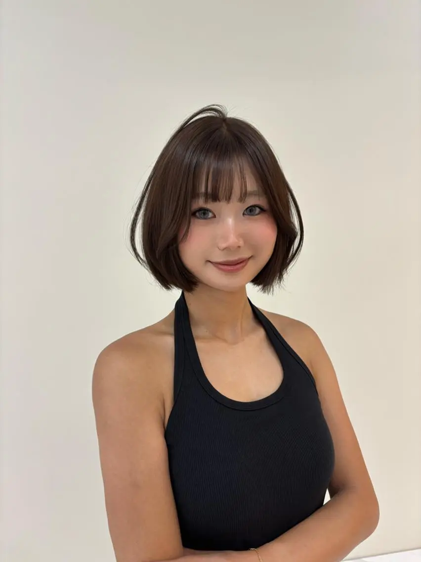 ショート 顔まわりレイヤー 髪質改善 韓国風ヘア レイヤーカット 縮毛矯正 FOCUSJAPAN 烏丸のヘアスタイル