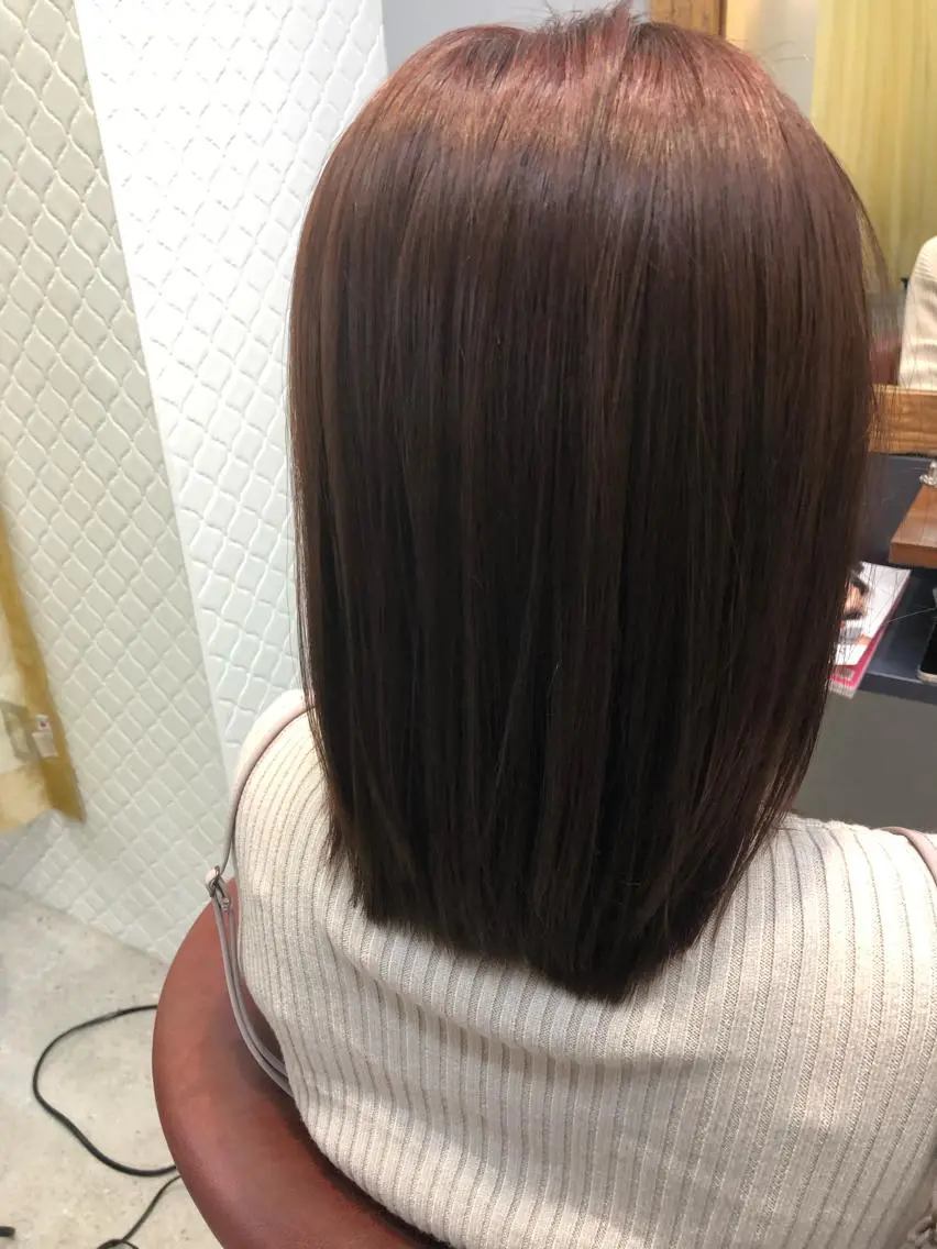 ミディアム ピンクブラウン カット ヘアカラー トリートメント [仙台髪質改善]小原 弘之のヘアスタイル