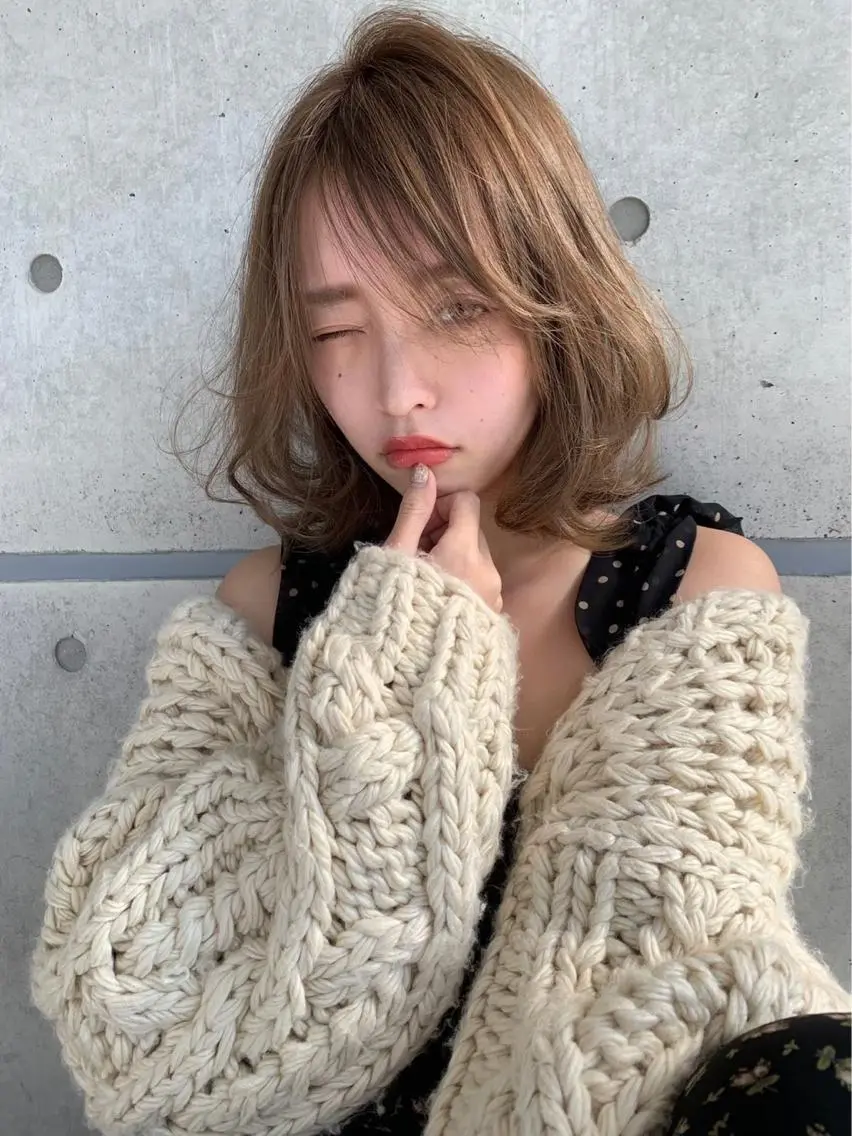 ミディアム カラー カット ヘアカラー トリートメント ヘアセット ⛄️冬の透明感 カラー⛄️大西のヘアスタイル