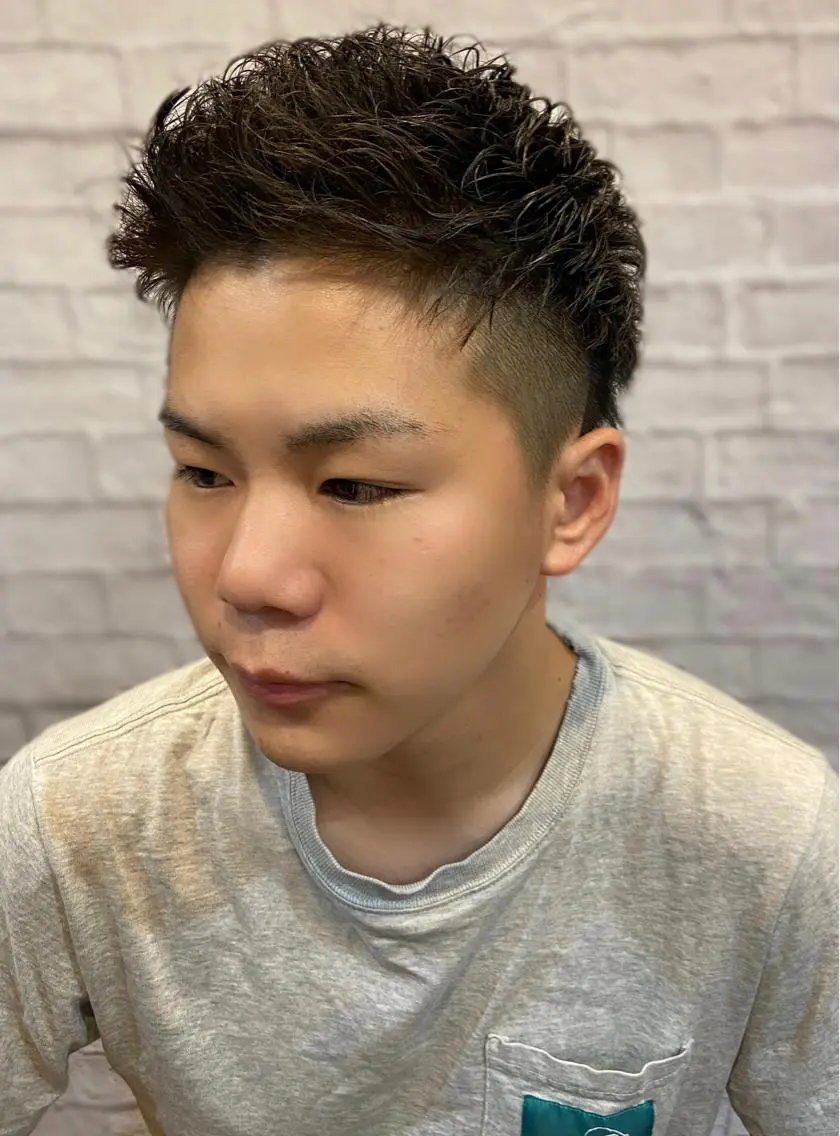 ショート パーマ メンズ カット パーマ ヘアセット 💈メンズ特化 副店長松浦一聖💈のヘアスタイル