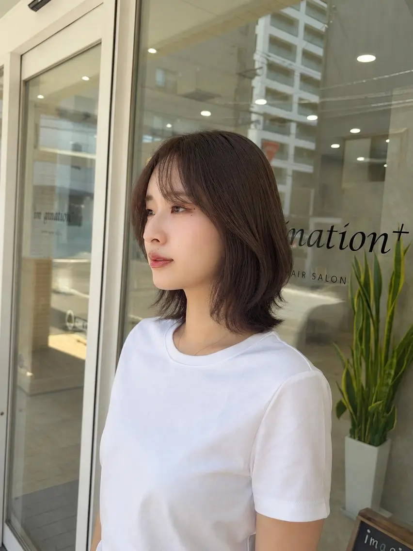 カラー 透明感カラー グレージュ オリーブカラー オレンジ 韓国ヘアケアブリーチ 莉奈のヘアスタイル