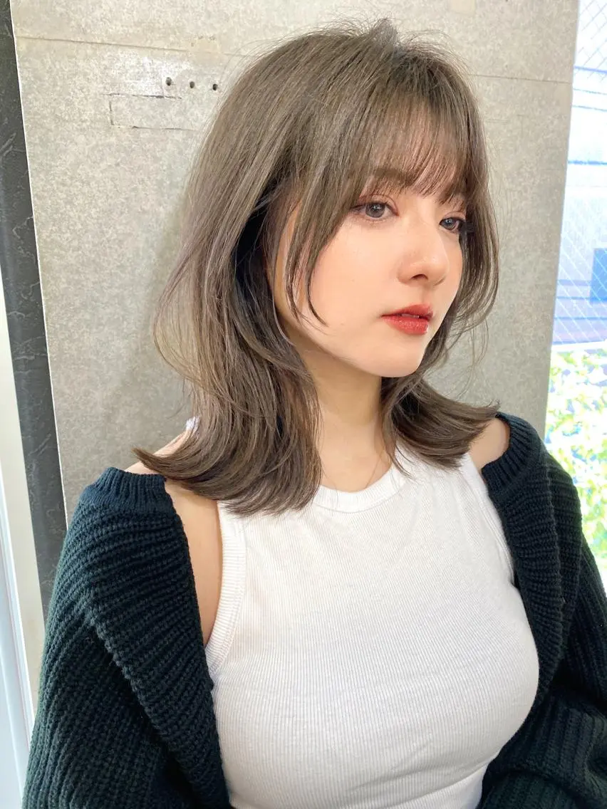 ミディアム カラー ウルフカット 似合わせレイヤー 🇰🇷荒木洋文のヘアスタイル
