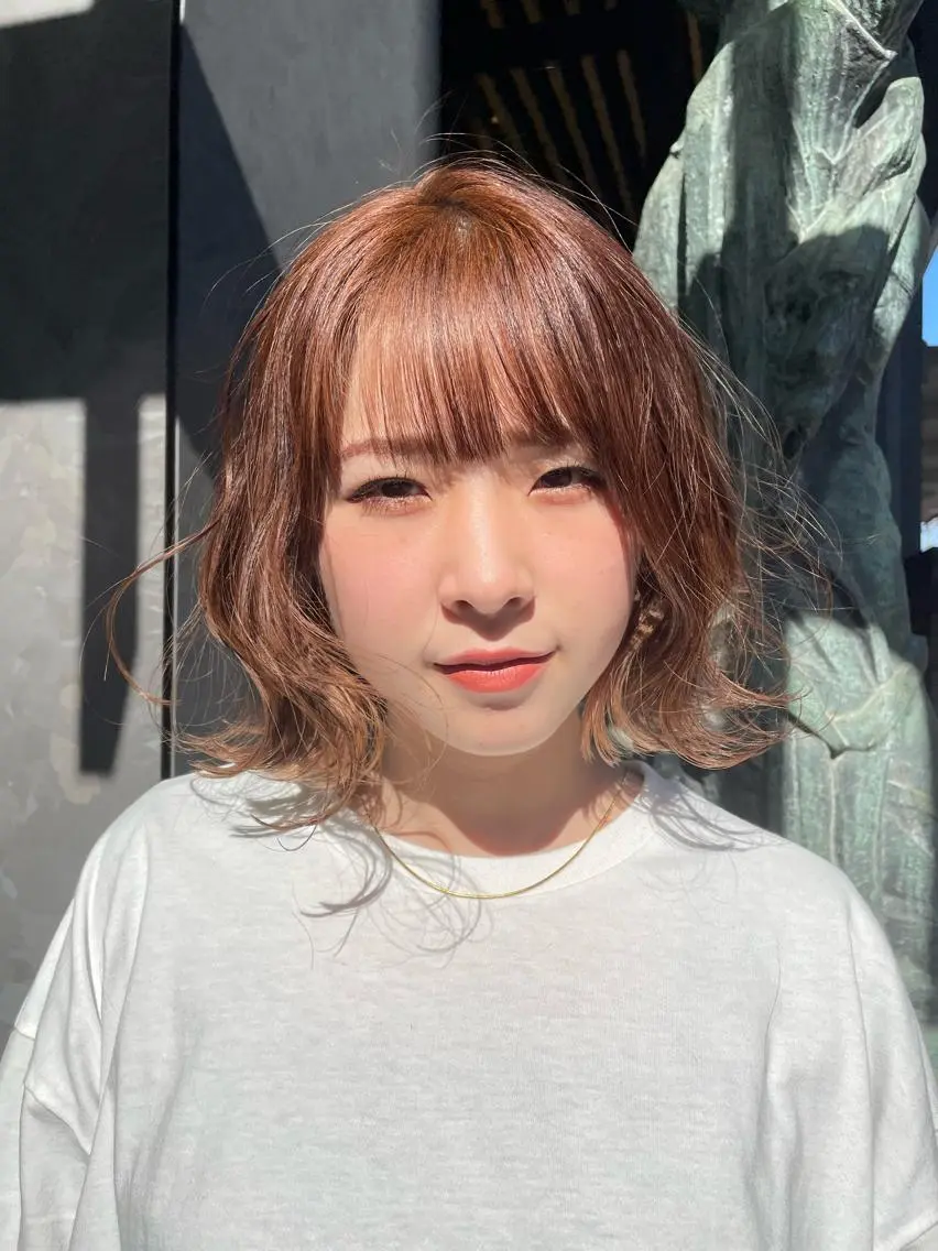 ミディアム ワンレンボブ ボブ 髪質改善 🌿レイヤー/ブリー チ/🌿JINのヘアスタイル