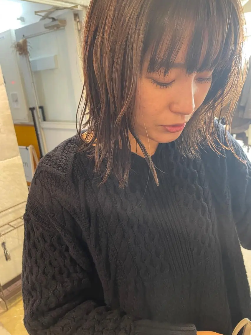 ミディアム カット ヘアカラー トリートメント ayane⭐️ボブ・ ショート・パーマのヘアスタイル