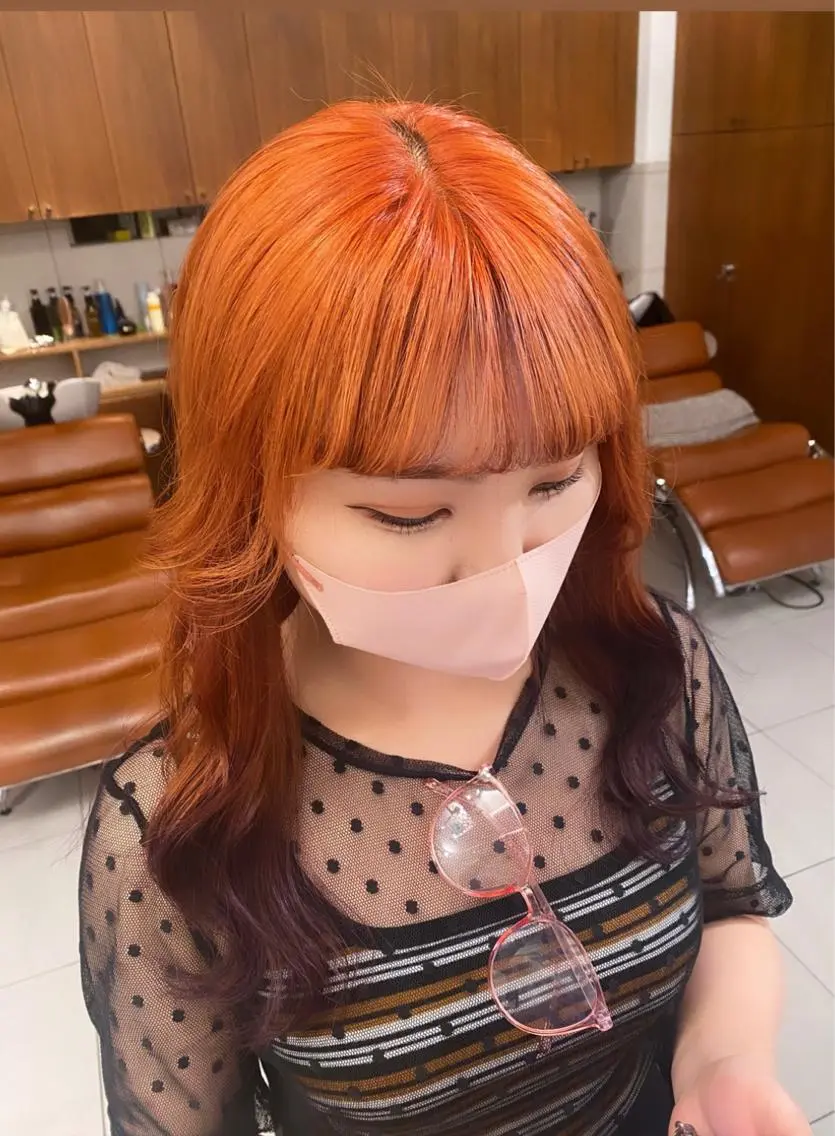 カラー ブリーチ オレンジ ヘアカラー トリートメント 袴着付け予約受付中/ 渡辺奈緒のその他イメージ