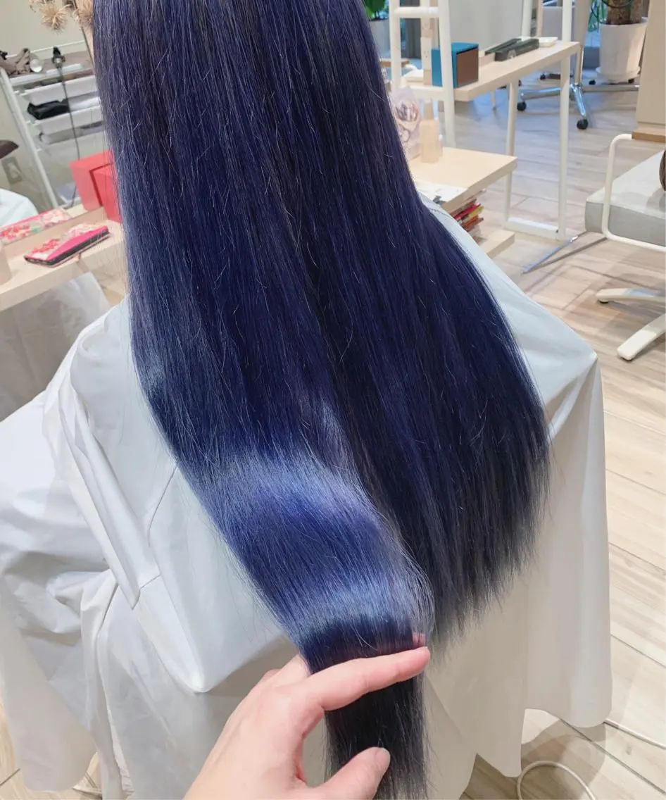 ロング カラー ブルーカラー ブルーラベンダー ラベンダーカラー 博多/Blue 💎松藤 莉奈のヘアスタイル