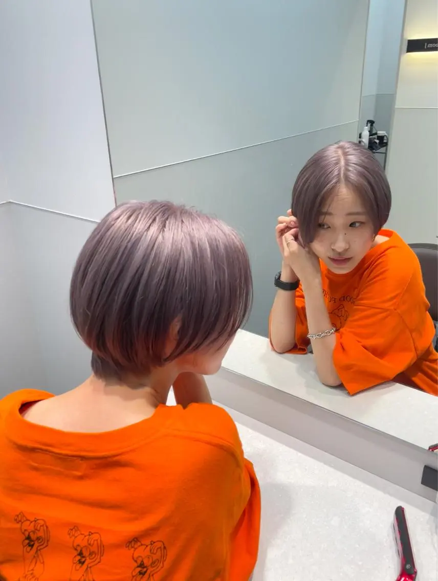 ショート カラー パーマ ヘアアレンジ キッズ ブリーチ ハイライトカラー ハイトーンカラー ハイライト ショートヘア 大人スタイル 太田のヘアスタイル