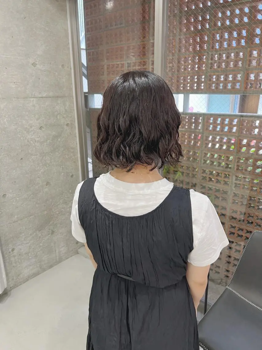 パーマ カット ヘアカラー パーマ ボブパーマコテ巻き風 パーマNo1深江秀平のヘアスタイル
