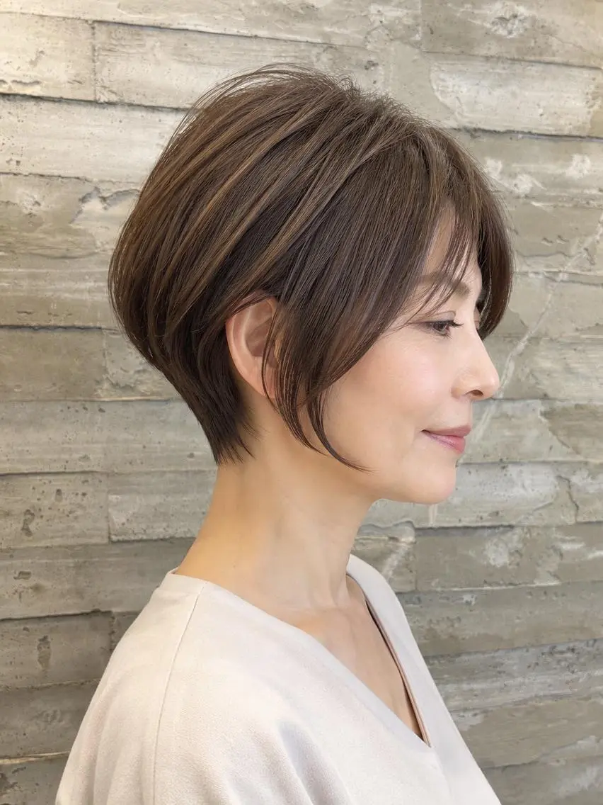 ショート 丸みショート ハイライト ショートヘア カット ヘアカラー トリートメント ショートカット │ 白髪ぼかし│ゆうまのヘアスタイル
