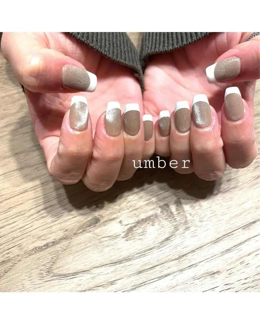 ネイル クリアネイル フラッシュネイル フットネイル フレンチネイル マグネットネイル ハンドネイル umber 三茶1分のネイルデザイン