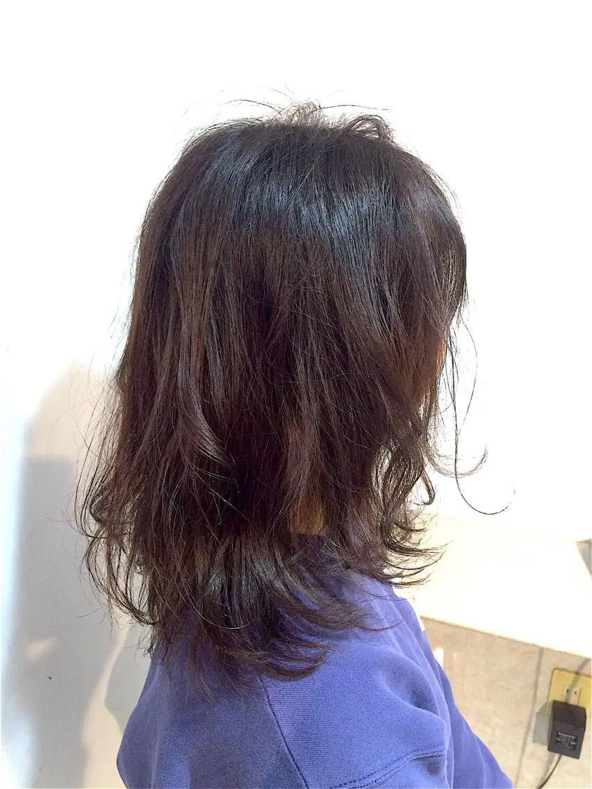 ミディアム セミロング パーマ ボブ レイヤーカット 大木 拓瑞のヘアスタイル
