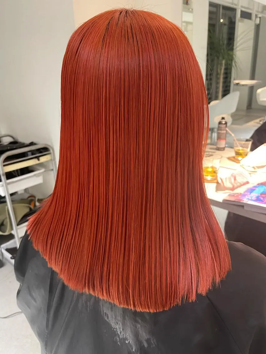 ミディアム カラー ブリーチ ケアブリーチ ダブルカラー オレンジ ヘアカラー トリートメント ✨髪のソムリエ✨ 岩川和生のヘアスタイル