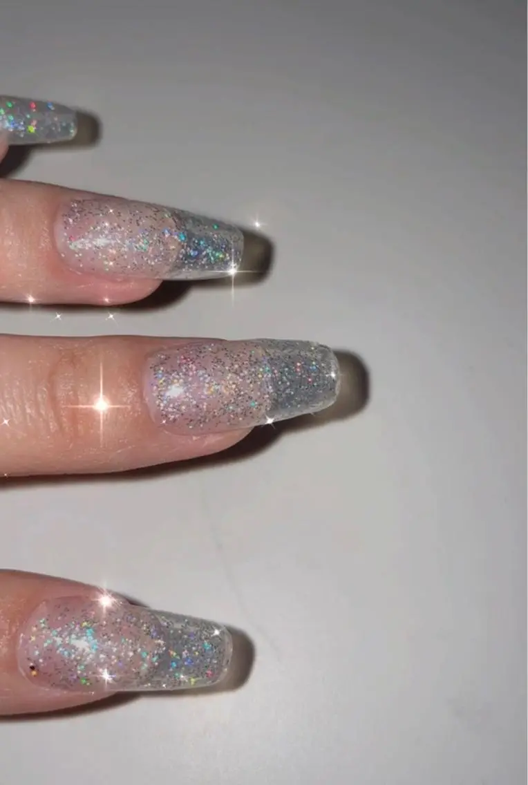ネイル 長さ出し フラッシュネイル ラメ(グリッター) フットネイル Ri-e's nailのネイルデザイン