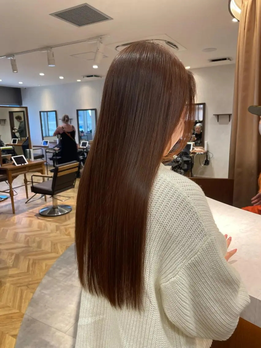 ミディアム カラー ブラウンカラー オレンジ オレンジブラウン トリートメント ヘアカラー トリートメント Lond  mare 🦋ayana🦋のヘアスタイル