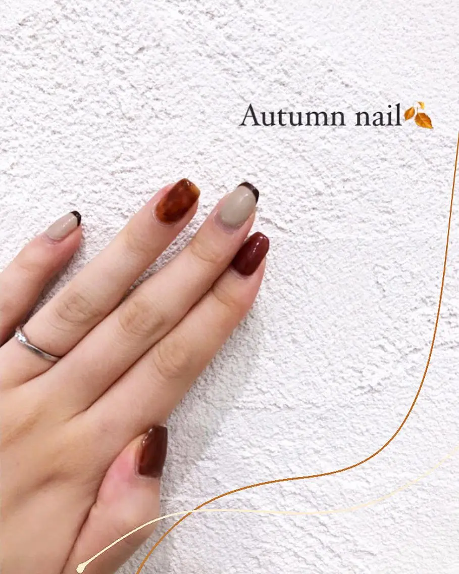 ネイル べっ甲ネイル フレンチネイル シンプルネイル felice nailのネイルデザイン