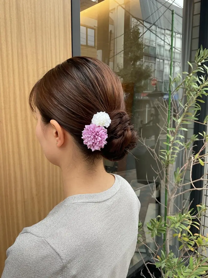 セミロング 浴衣 ヘアセット period. ほりはるかのヘアスタイル