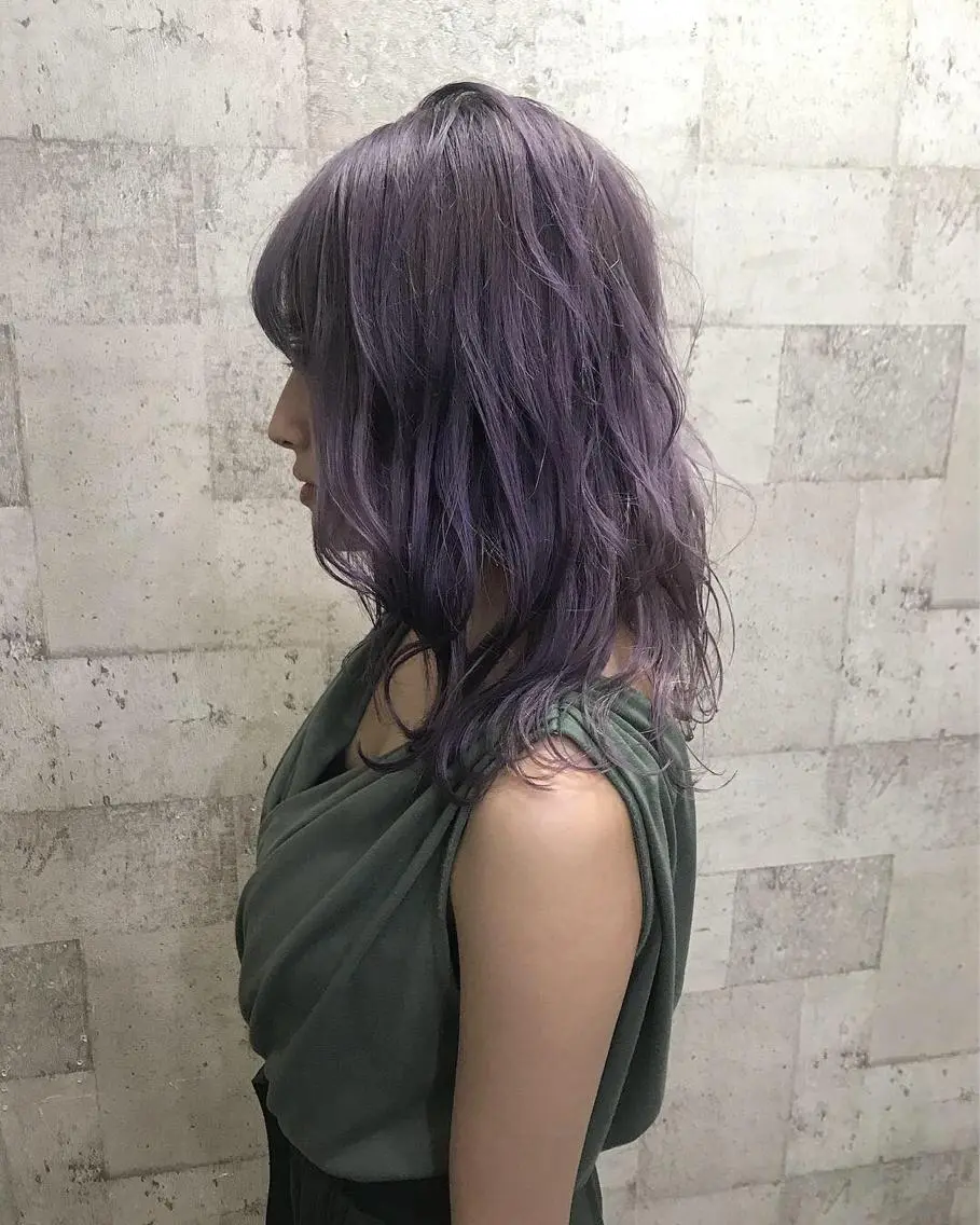 セミロング カラー ブリーチ ラベンダーカラー インナーカラー/天神 ブリーチ/吉田のヘアスタイル