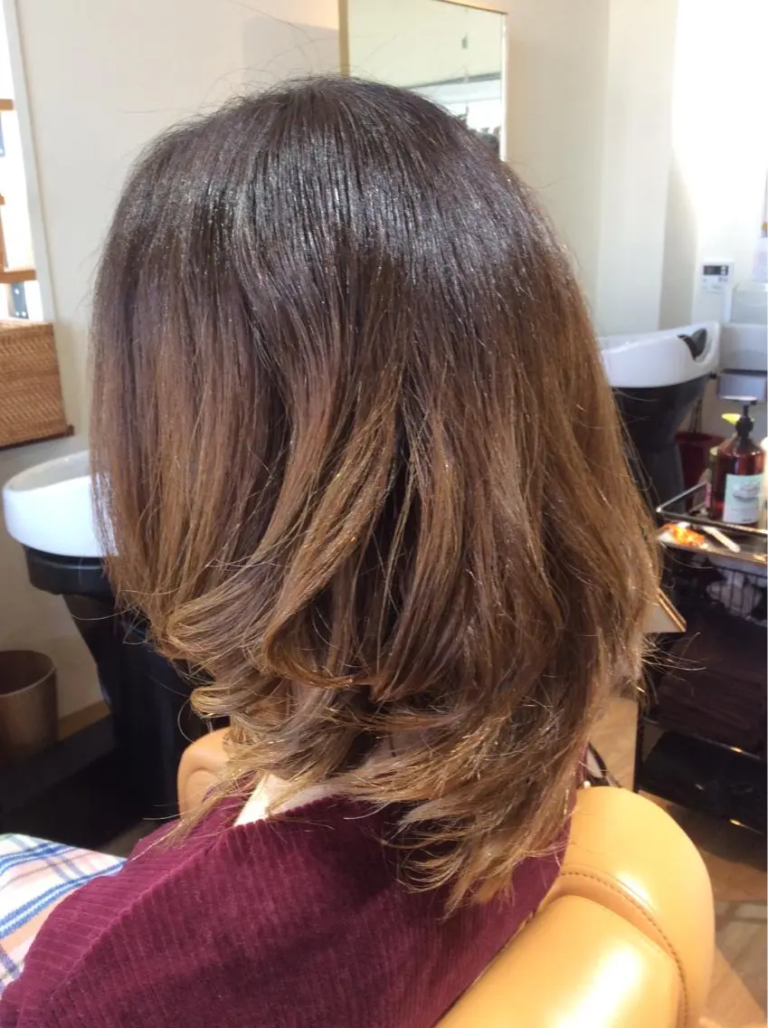 セミロング カラー パーマ 瀬田 幸代のヘアスタイル