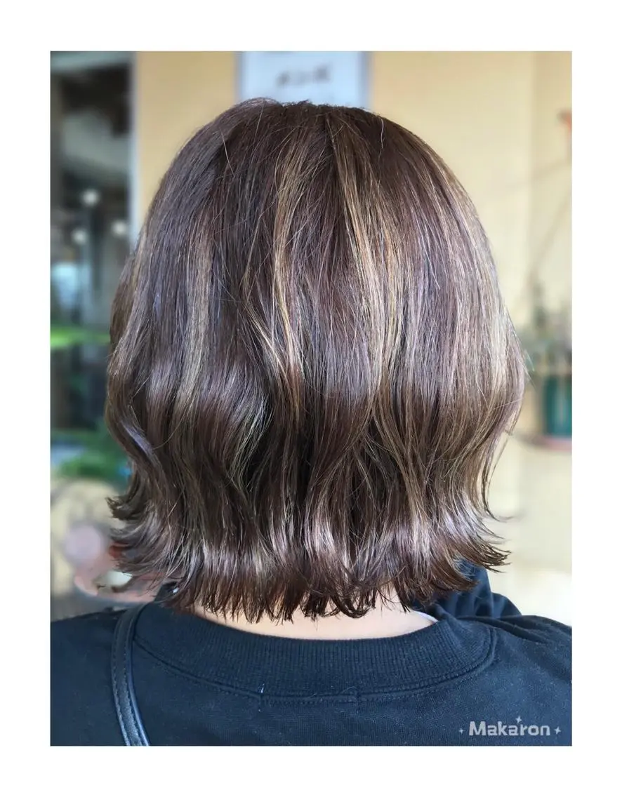 ショート カラー 切りっぱなしボブ ハイライトカラー ボブ ハイライト hair works raptureのヘアスタイル