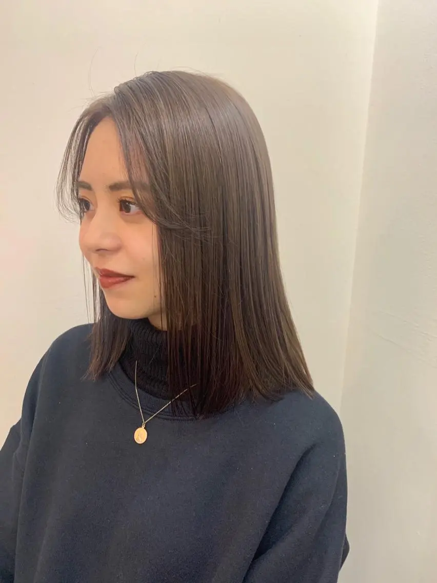 ミディアム カラー グレージュ ヘアカラー トリートメント まろやか透明感カラー ♡MANAのヘアスタイル