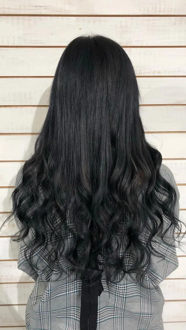 ロング カラー シールエクステ 黒髪 ブルーカラー ブルーブラック エクステ ヘアカラー エクステ 🧡艶髪/エクステ 🫧🧡YUKI❄️のヘアスタイル