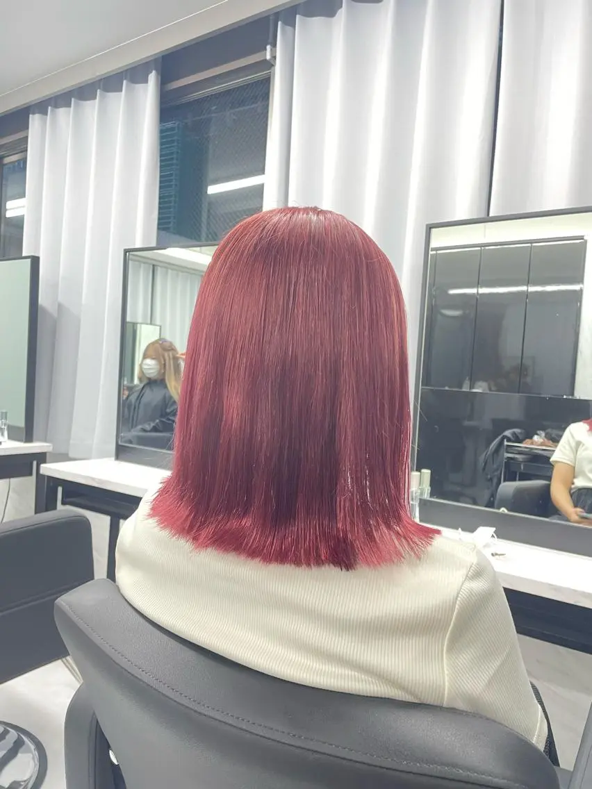 セミロング カラー ダブルカラー レッドカラー ヘアカラー トリートメント wehlen_ keisukeのヘアスタイル