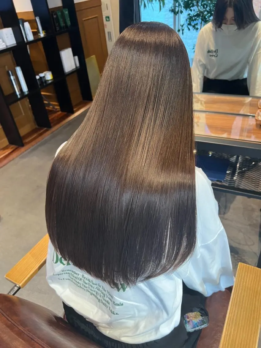 ロング カラー ヘアアレンジ アクアカラー グレージュ ミント 髪質改善 トリートメント 【髪質改善】カラー 韓国ヘア🎀RISAのヘアスタイル
