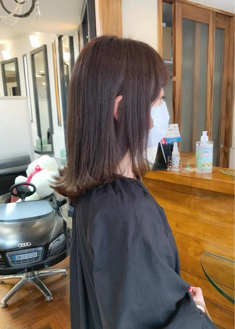 ミディアム カラー ベージュカラー ブリーチ ブラウンカラー ブラウンベージュ ブリーチなしカラー 矢野 晃平のヘアスタイル