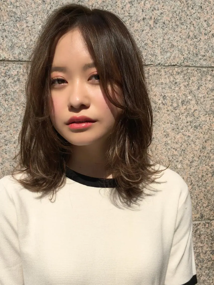 ミディアム パーマ 韓国風/髪質改善/ ナガヤアキラのヘアスタイル