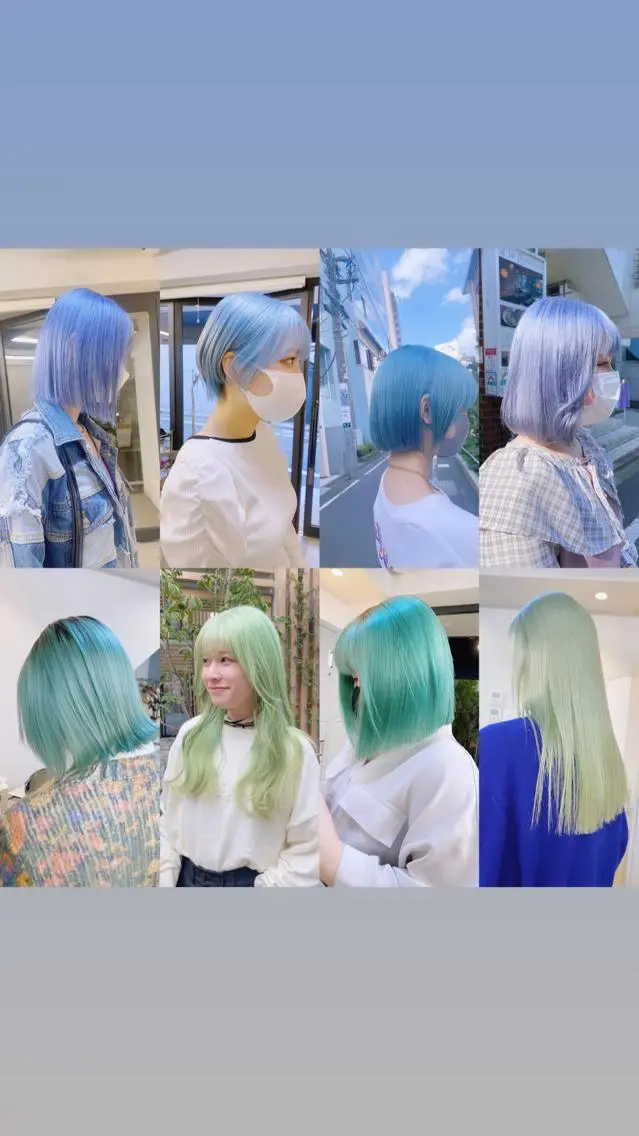 ロング カラー ヘアアレンジ ブルーカラー Flamme Annaのヘアスタイル