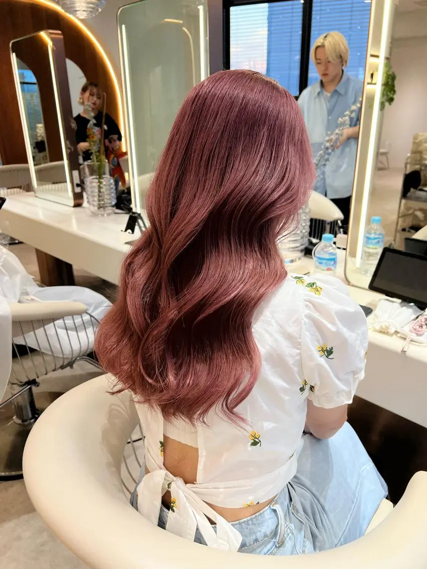 セミロング カラー ピンクカラー 韓国風ヘア レイヤーカット カット ヘアカラー トリートメント ヘアセット 韓国レイヤー🇰🇷 韓国研修◎渋谷カイトのヘアスタイル