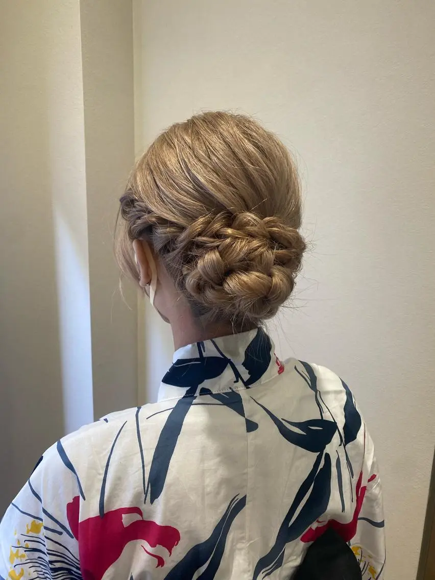 セミロング ヘアアレンジ 着付け 🦋Misaki🦋 メンズパーマ/着付けのヘアスタイル