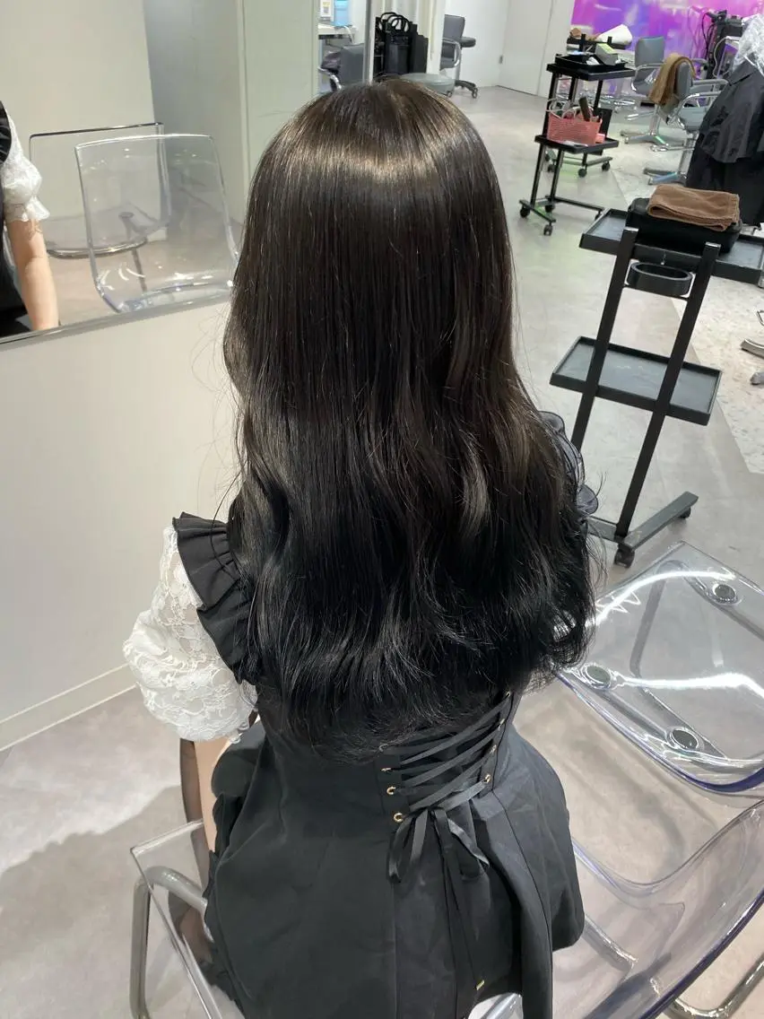 ロング カラー 黒髪 ブルーカラー ブルーブラック 🎀stylist 🎀AKARI🎀のヘアスタイル