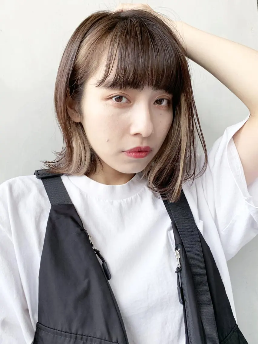 ミディアム カラー パーマ ヘアアレンジ ボブ 外ハネヘア ITbyALBUM 浦和店のヘアスタイル