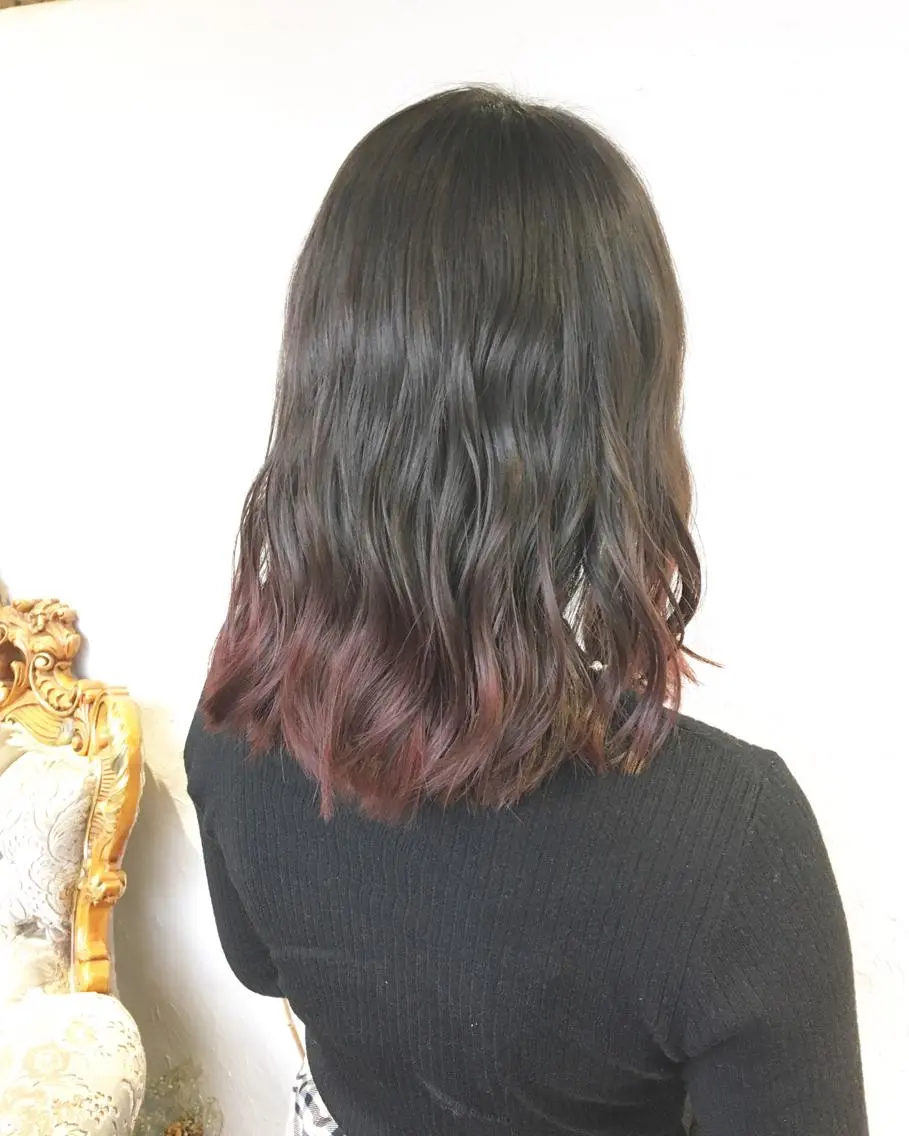 セミロング カラー パーマ ヘアアレンジ ピンクカラー エグチ アキラのヘアスタイル
