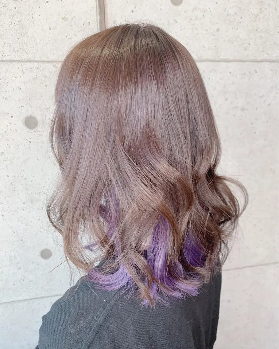 ミディアム カラー パープルカラー ヘアカラー 福森 みずきのヘアスタイル